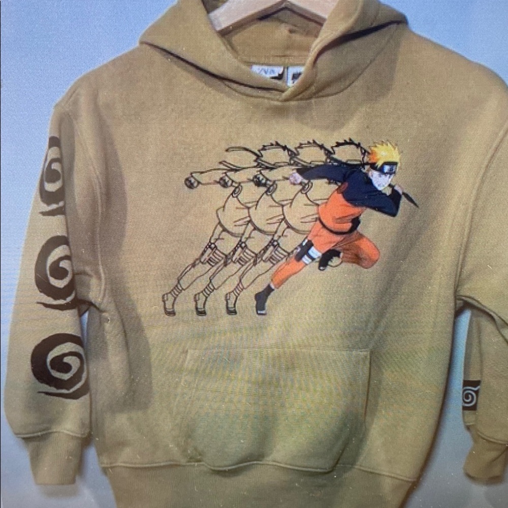 Anime Character Kids Hoodie - Tan